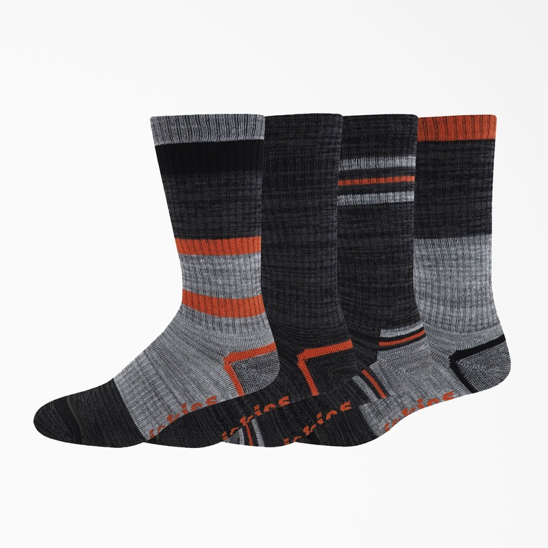 Dickies Striped Crew Socks – Graphite/Black/Orange