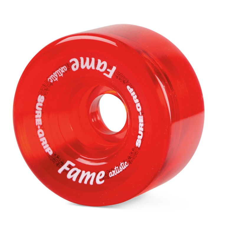Sure-Grip Fame Artistic 95a 57mm (Set of 8) Clear Red Roller Skate Wheels