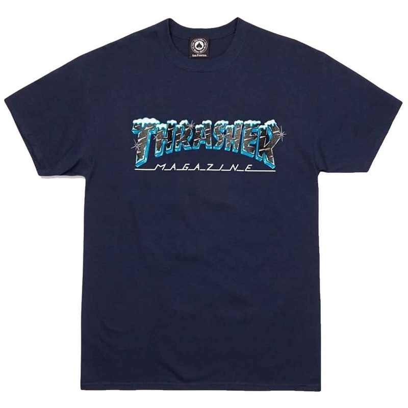 THRASHER T-SHIRT BLACK ICE NAVY SMALL