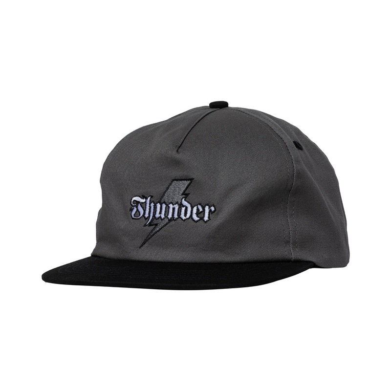 Thunder Bolt Script Snapback Hat O/S Charcoal/Black