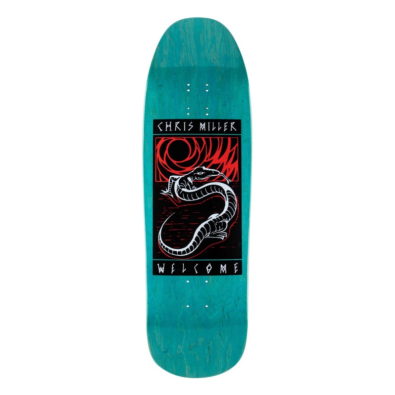 WELCOME DECK – CHRIS MILLER LIZARD ON GAIA TEAL STAIN (9.6″) *WARPED SALE DECK* 9.6″