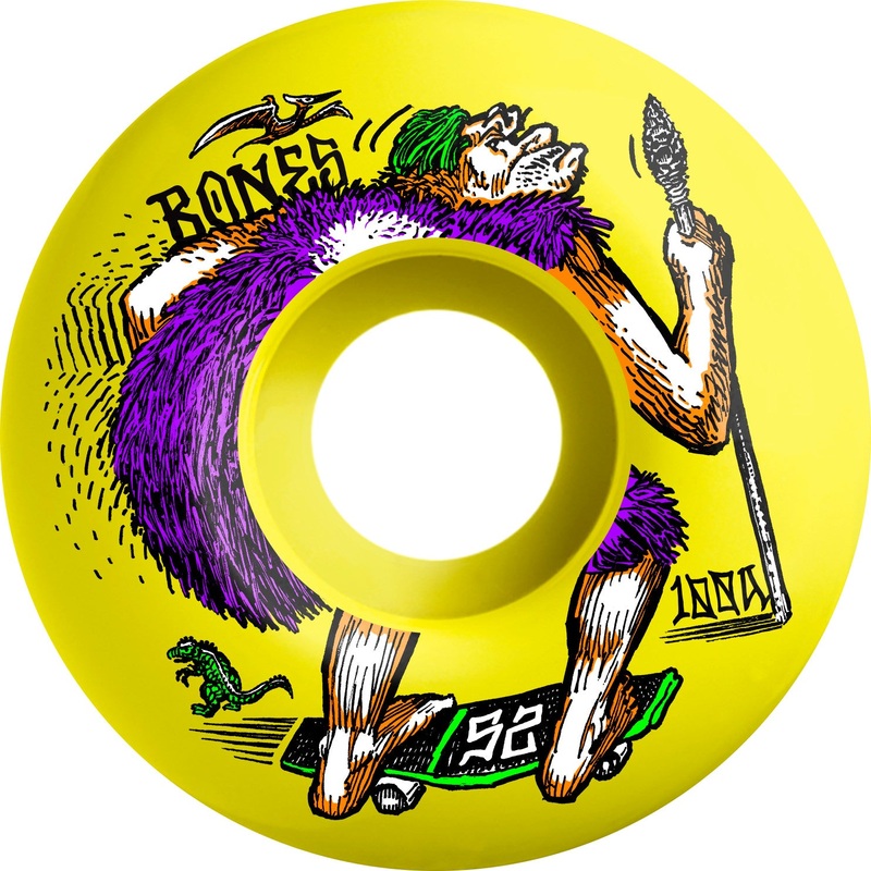Bones OG Formula NEONderthal V4 Wide 52mm 100a Wheels – Yellow (Set of 4)