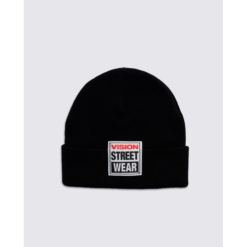 Cuffed Beanie With Large Logo Patch – Black O/S