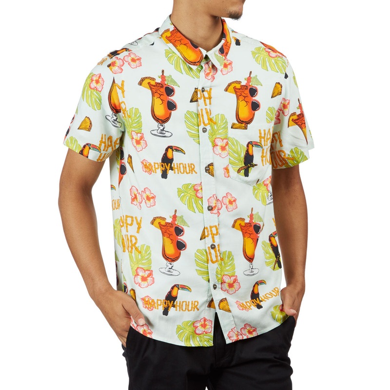 HAPPY HOUR S/S BUTTON UP SHIRT BLUE – TIKI ROOM SMALL