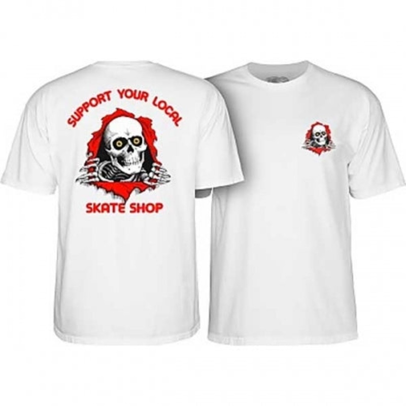 POWELL PERALTA SUPPORT YOUR LOCAL SKATE SHOP T-SHIRT WHITE SMALL