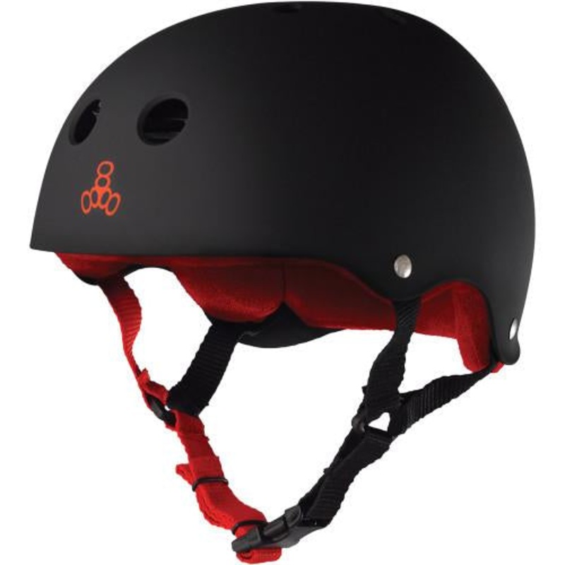 Triple 8 Sweatsaver Helmet – Black Rubber/Red XS Black