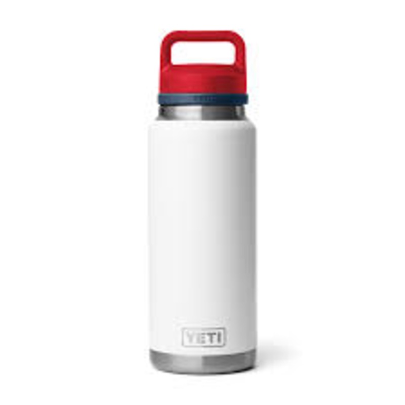 YETI Rambler 36 oz Bottle Chug Cap White/Rescue Red