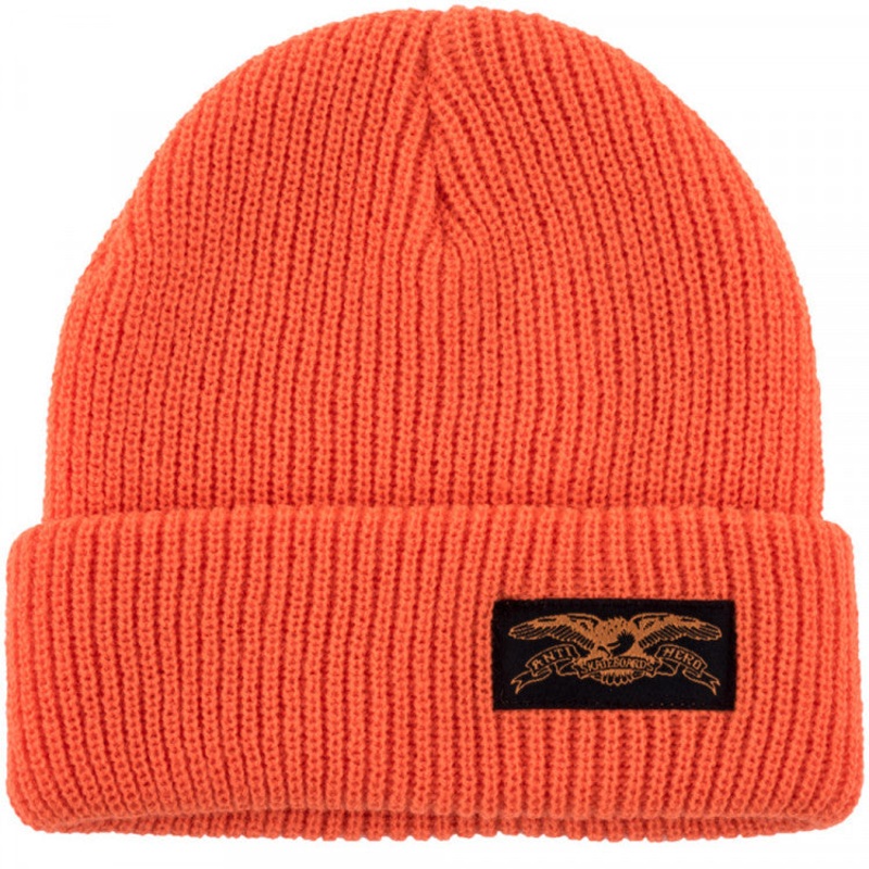 STOCK EAGLE LABEL CUFF BEANIE SAFETY ORANGE