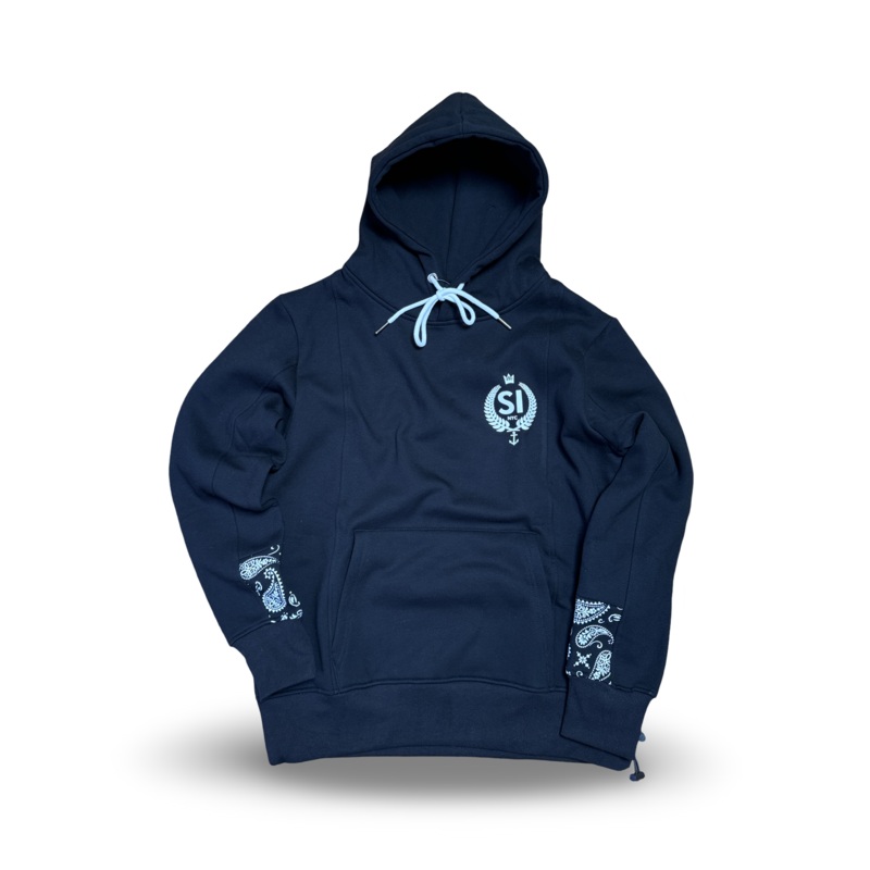 SI Crest Paneled Hoodie – Black Paisley Small