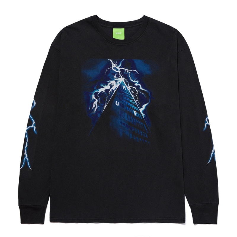 HUF TRIANGLE OF TERROR LONG SLEEVE TEE WASHED BLACK MEDIUM
