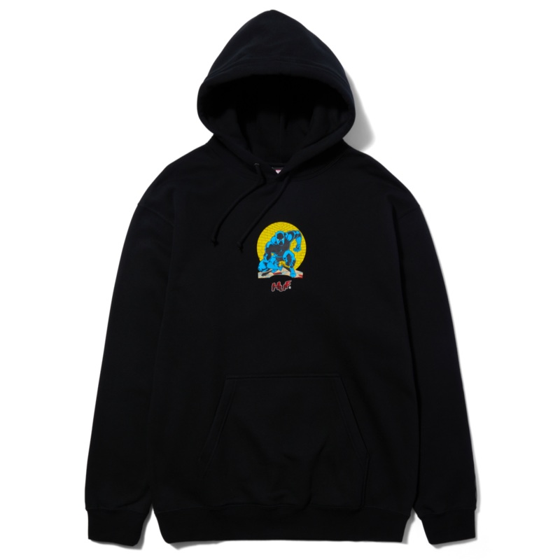 HUF X AVENGERS NIGHT PROWLING PULLOVER HOOD BLACK MEDIUM