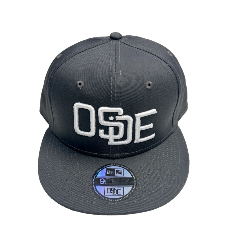 Oside SD – New Era Black with White logo Snapback Cap White Puff Embroidery