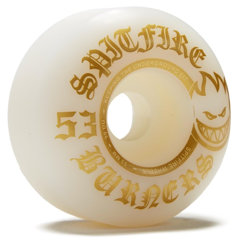 SPITFIRE WHEELS BURNERS WHITE/GOLD (53MM) 53MM