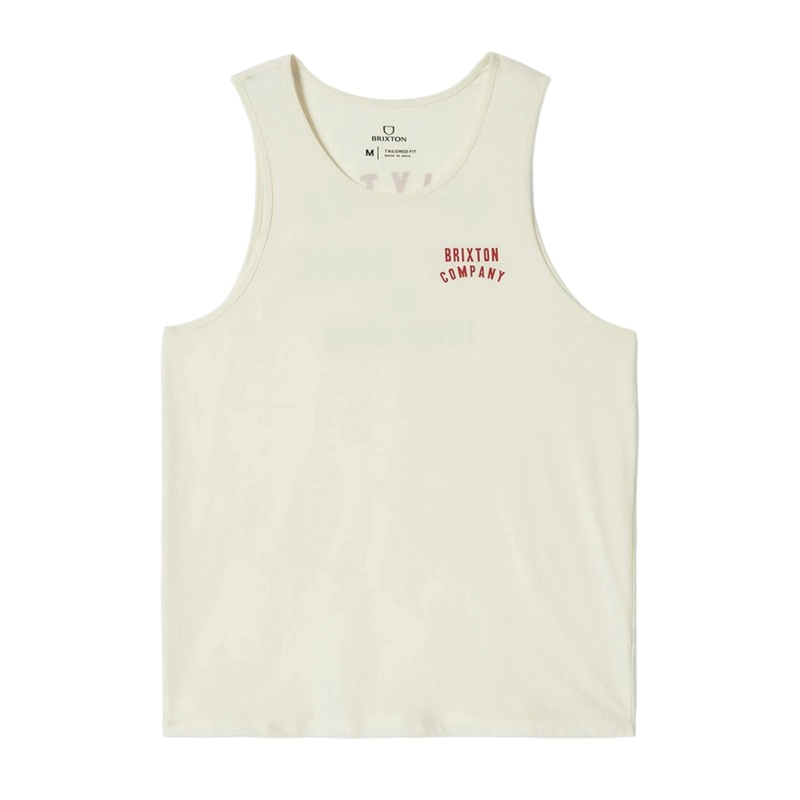 BRIXTON WOODBURN TANK TOP OFF WHITE/CRIMSON MEDIUM