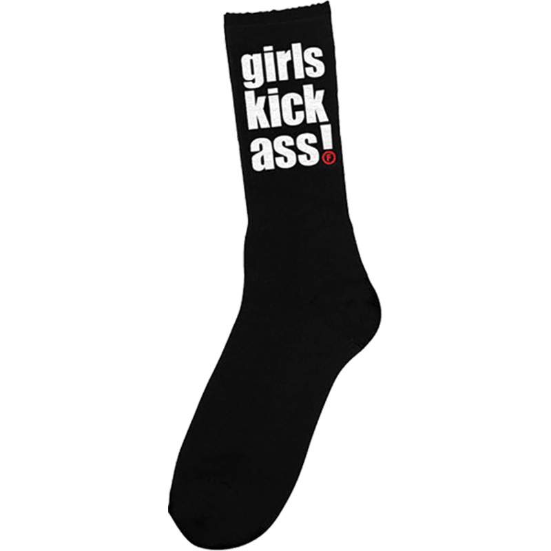 FOUND GIRLS KICK ASS CREW SOCK BLACK S 1pr
