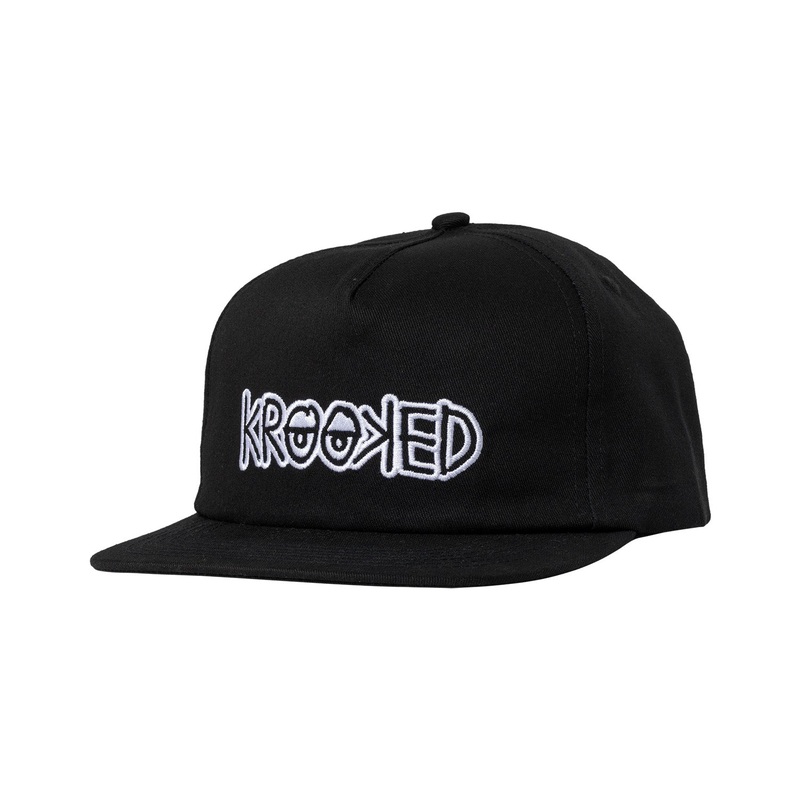 Krooked Eyes Snapback Hat O/S Black/White