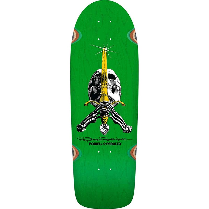 POWELL-PERALTA – RODRIGUEZ SKULL AND SWORD SPOON NOSE GREEN (10″) 10″