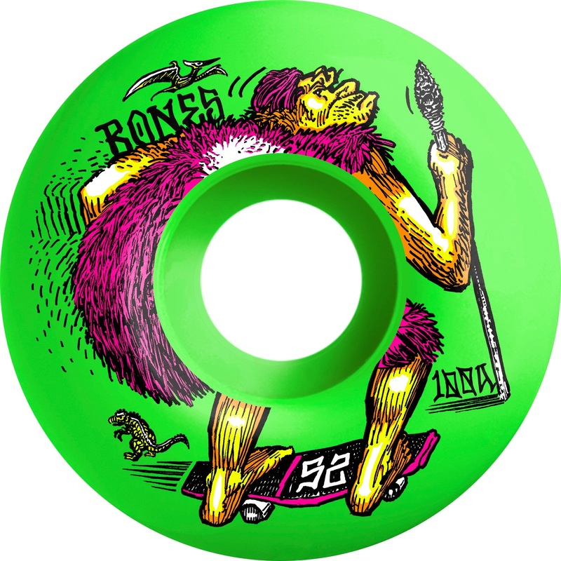 Bones OG Formula NEONderthal V4 Wide 52mm 100a Wheels – Green (Set of 4)