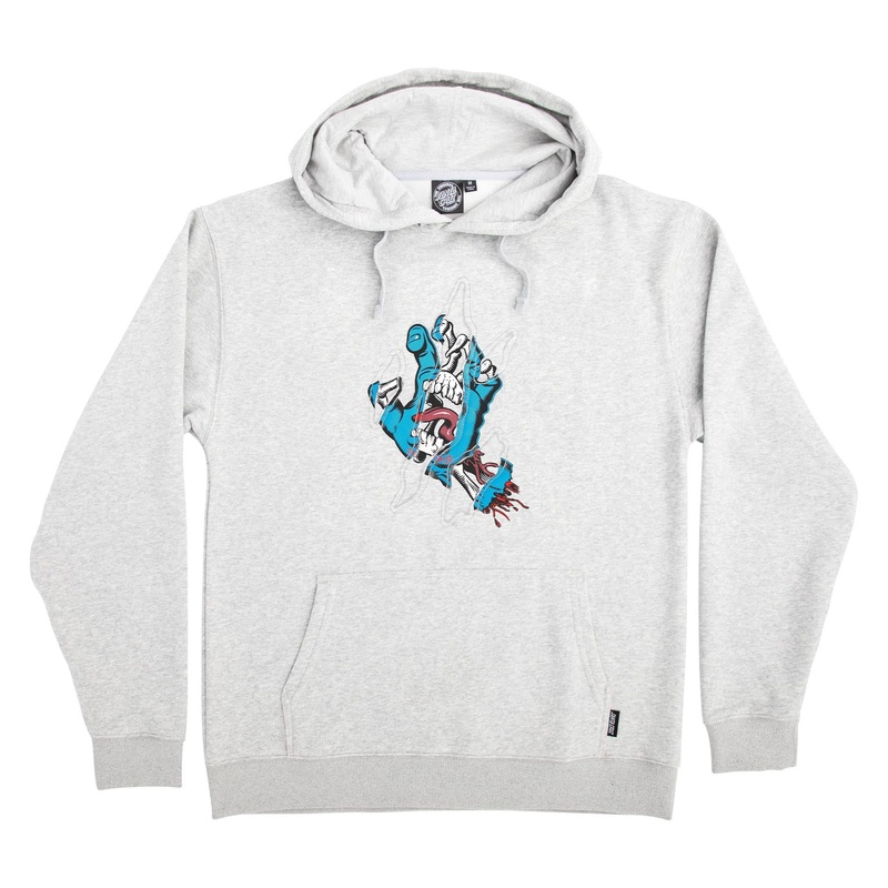 SANTA CRUZ HOOD TORN HAND GREY HEATHER MEDIUM
