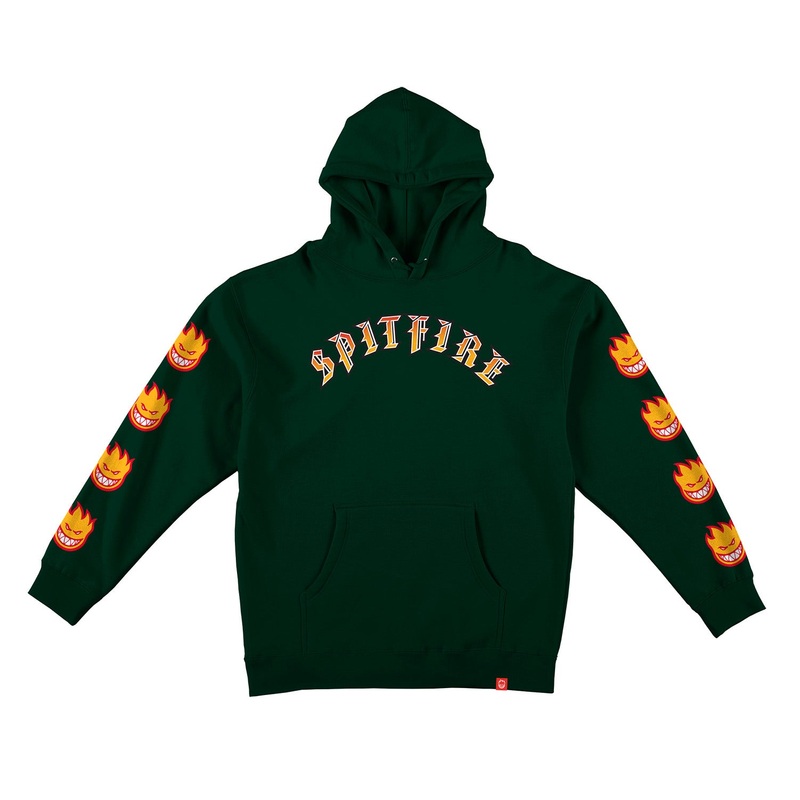 Spitfire Old E Fill Sleeve Hooded Sweatshirt XS Green