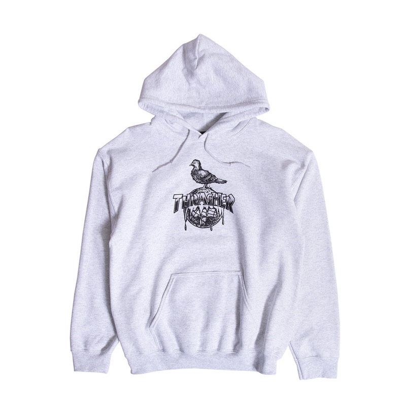 Thrasher X Antihero Cover The Earth Hooded Sweatshirt S Ash Grey