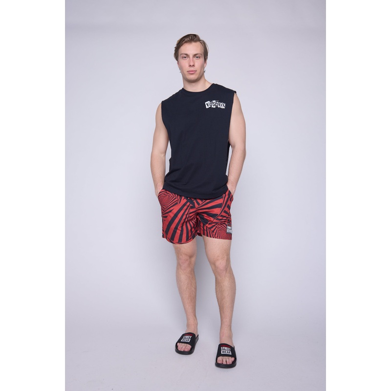 Aop Spiral Swim Shorts – Red XS
