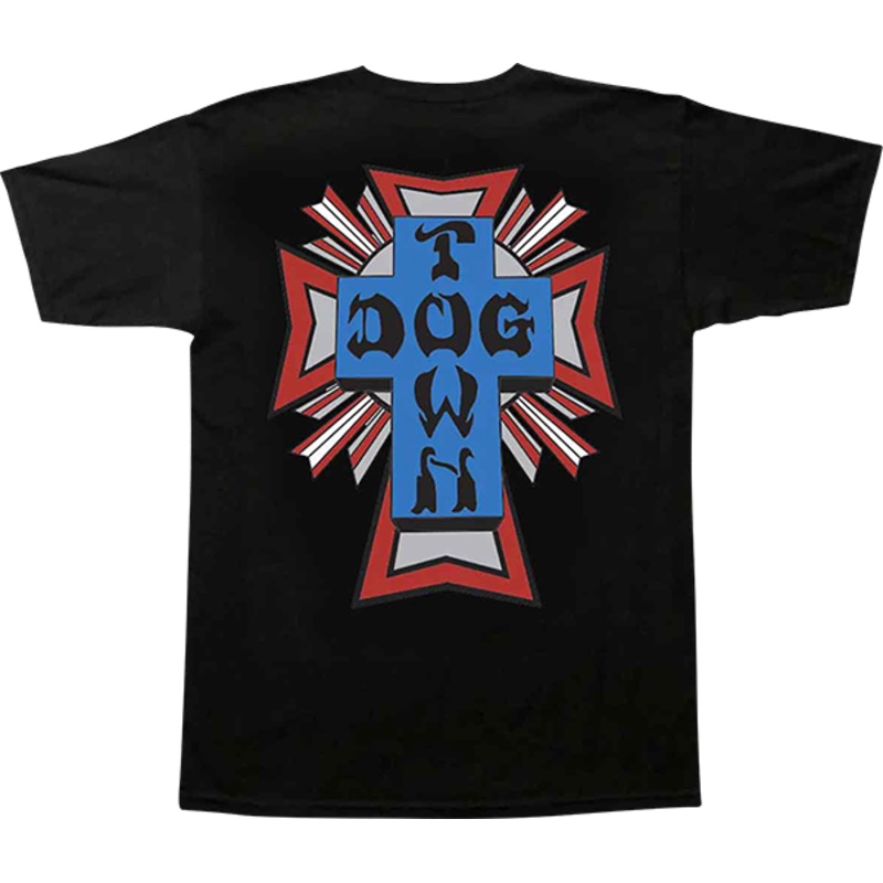 DOGTOWN CROSS LOGO SS BLACK/BLUE/RED/GREY S