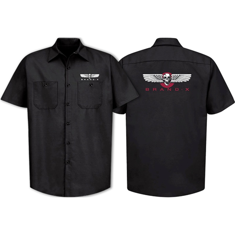 BRAND-X WINGS SS BUTTON UP WORK SHIRT BLK S