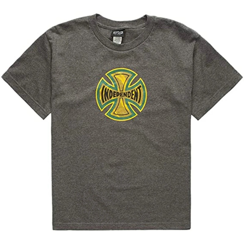 Independent Coil Short Sleeve Youth T-Shirt – Charcoal Heather S Gray