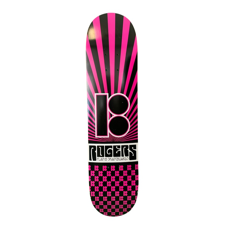 Plan B Jereme Rogers Logo Stripes Pink/Black 7.6″ Classic Skateboard Deck