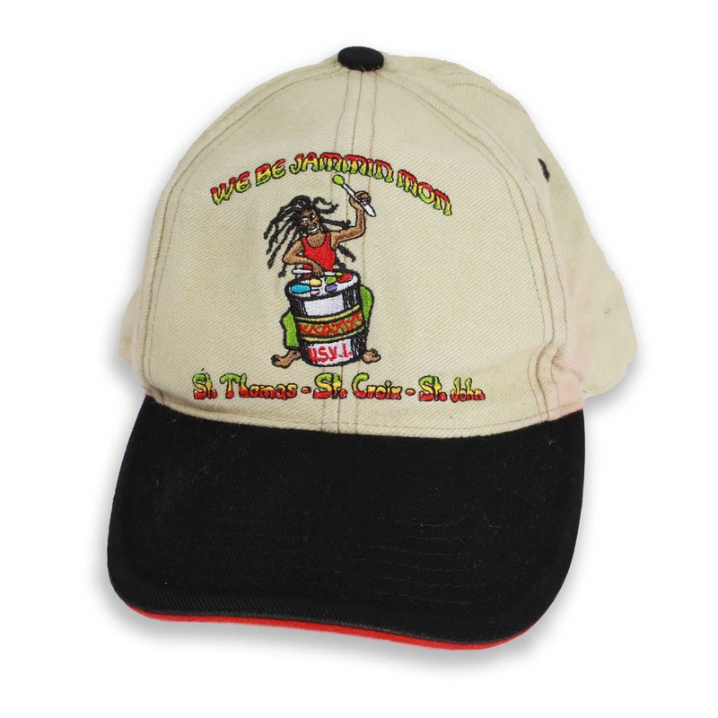 Vintage US Virgin Islands Velcro Strapback Hat Cream/Black