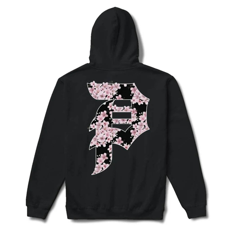 Primitive Sakura Black Heavyweight Hooded Sweatshirt S