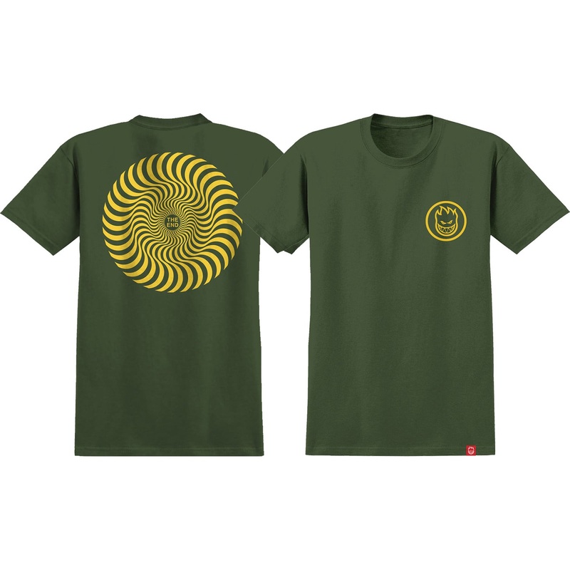 Spitfire Classic Swirl T-Shirts Medium – Military Green/Yellow Green