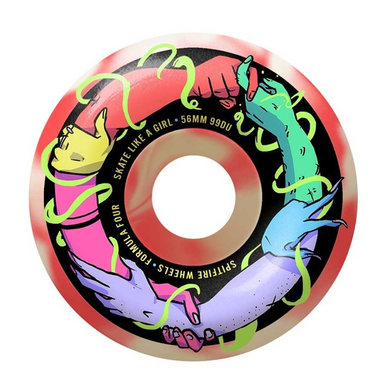SPITFIRE WHEELS SKATE LIKE A GIRL FORMULA FOUR NATURAL/ORANGE SWIRL 99A 56MM 56MM