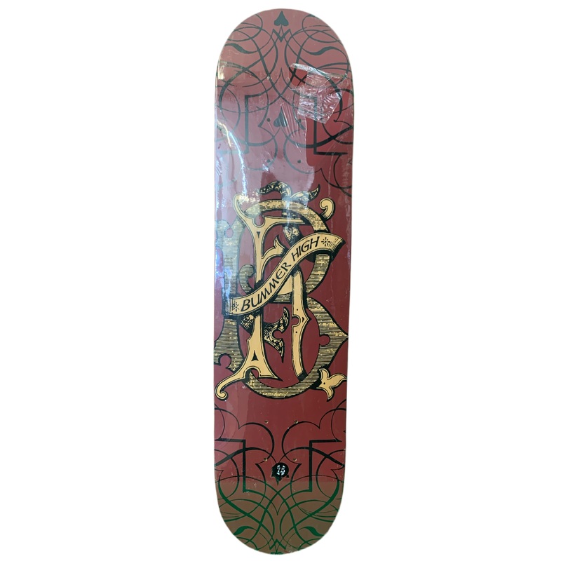 Bummer High Old English Initial Red/Black 7.5” Classic Skateboard Deck