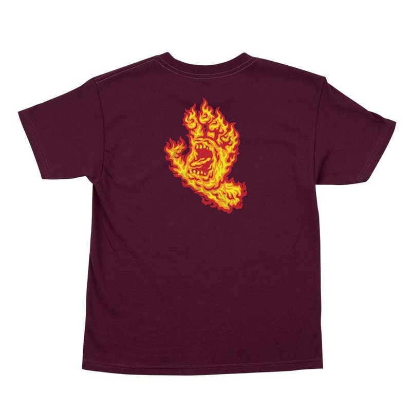 Santa Cruz Flame Hand Short Sleeve Youth T-Shirt – Burgundy M Maroon