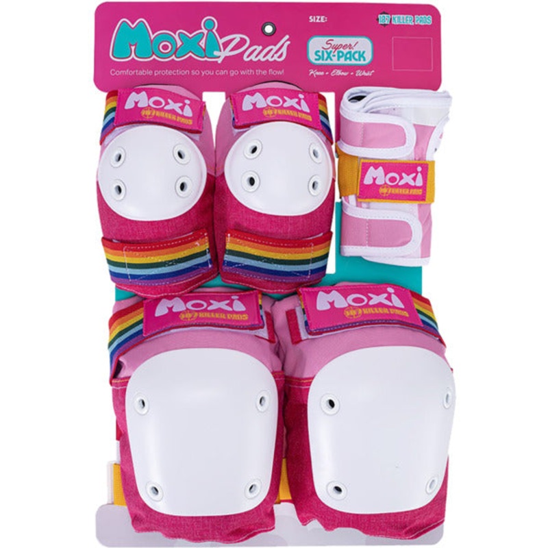 187 Killer Pads  –  Adult Six Pack Moxi Pink Knee, Elbow, & Wrist – Skateboard Pads S/M