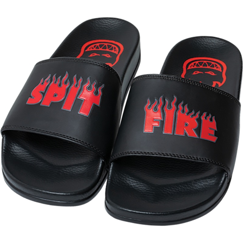 SF DEMONSEED SCRIPT SLIDE SANDAL 12 BLK/RED/WHT