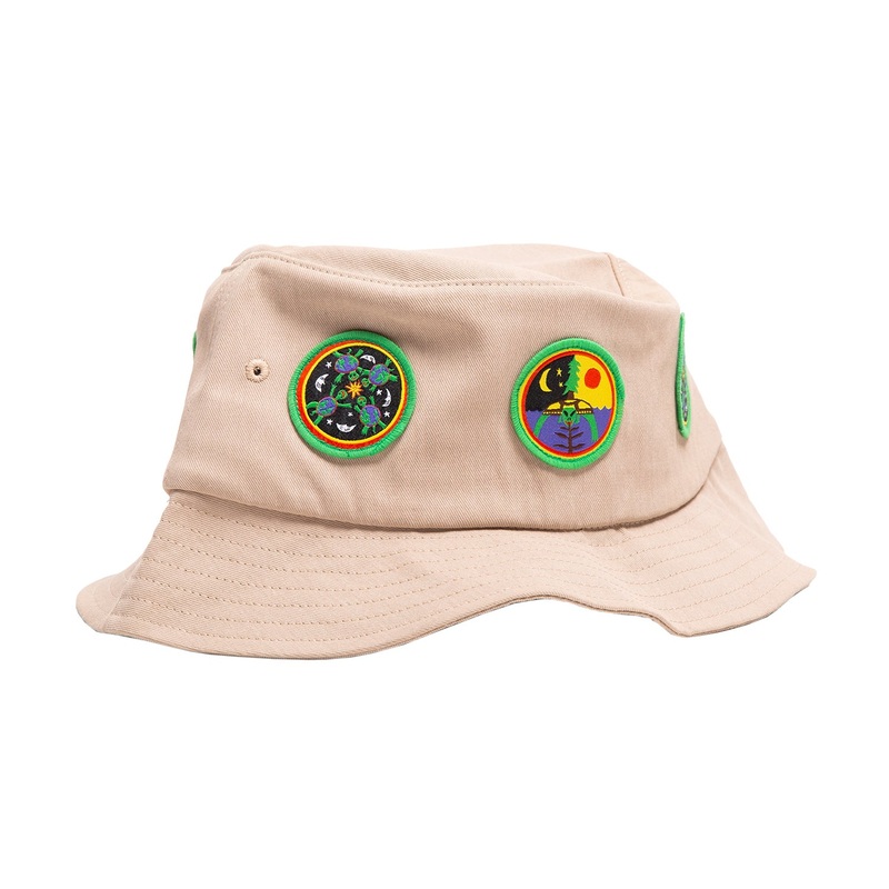 Turtle Island Mind Expansion Time Patches Bucket Hat O/S Khaki