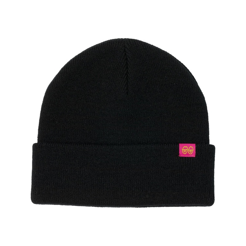 Krooked Eyes Clip Cuff Beanie O/S Black/Pink