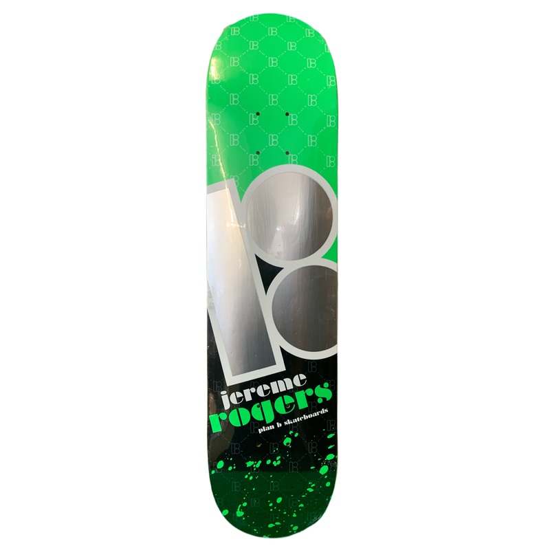 Plan B Jereme Rogers B Logo Green Paint 7.5″ Classic Skateboard Deck