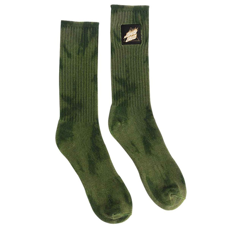 SANTA CRUZ CREW SOCKS FLAMED NOT A DOT OLIVE WASH
