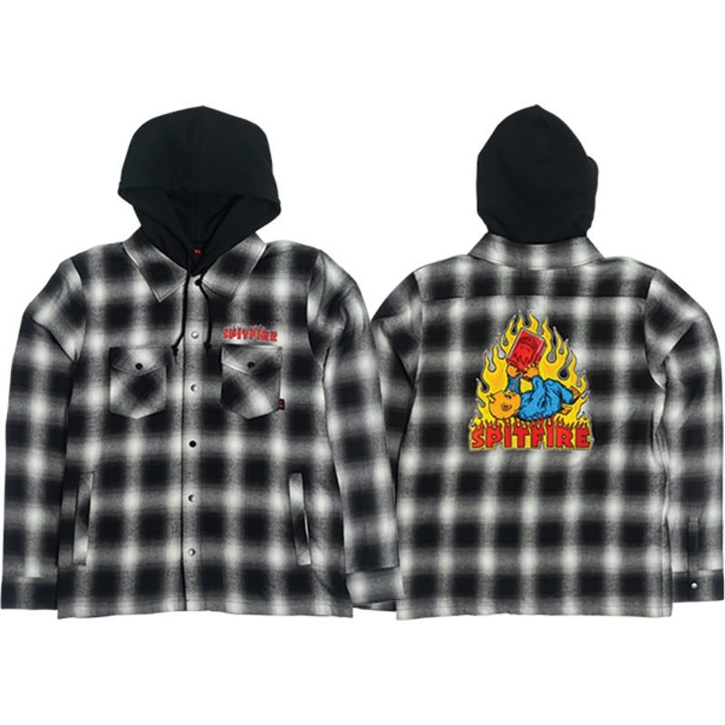 SF DEMONSEED HOODED LS FLANNEL BLK/WHT S