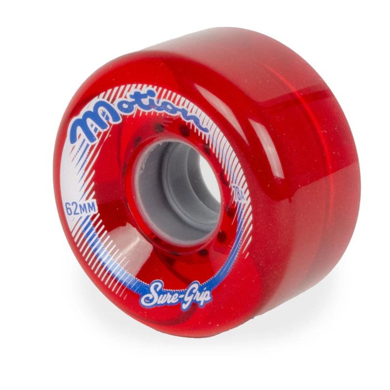 Sure-Grip Motion Clear Red 78a 62mm (Set of 8) Roller Skate Wheels