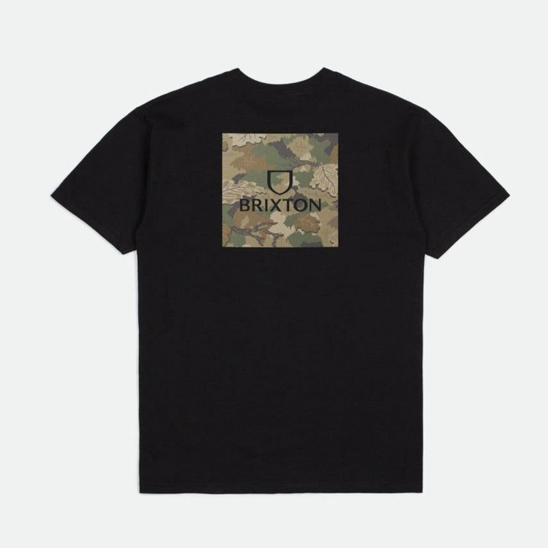BRIXTON ALPHA SQUARE TEE BLACK/LEAF CAMO MEDIUM