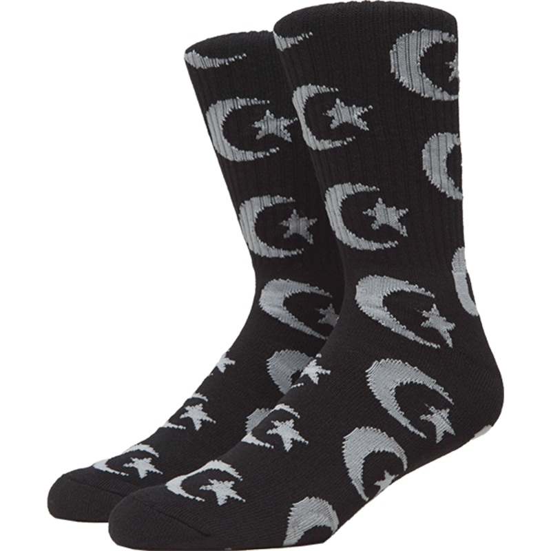FOUND STAR & MOON REPEAT SOCK BLACK S 1pr