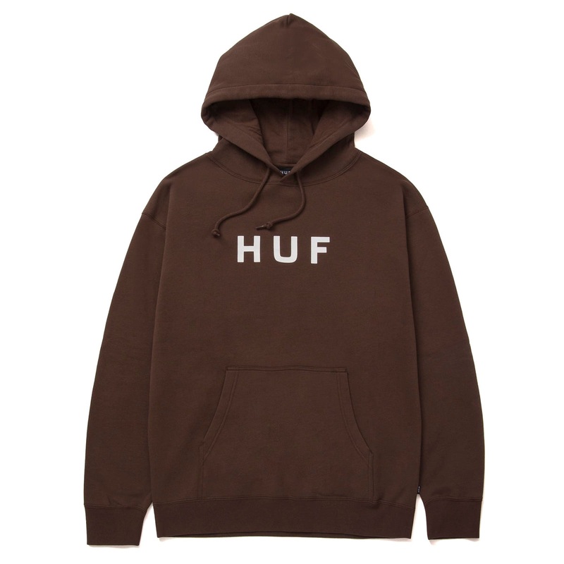 HUF ESSENTIALS OG LOGO PULLOVER HOOD CHOCOLATE MEDIUM