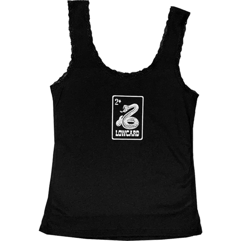 LOWCARD RATTLER CARD LACE TRIMMED TANK TOP BLK XS