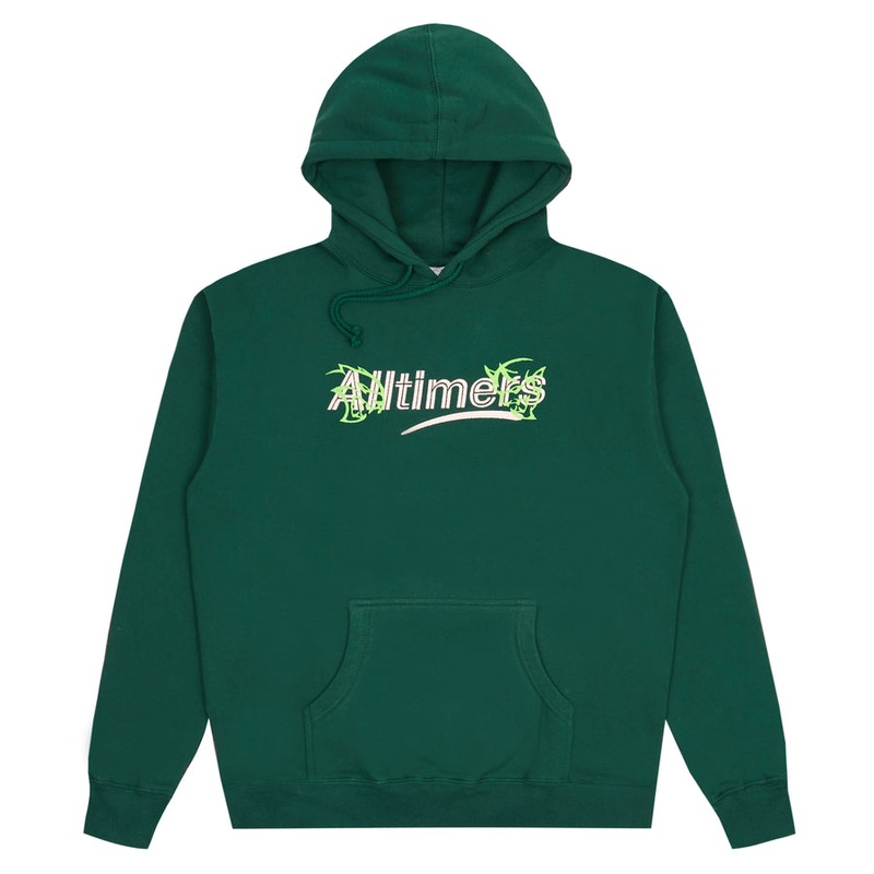 ALLTIMERS HELL DEMON EMBROIDERED HOODIE DARK GREEN MEDIUM