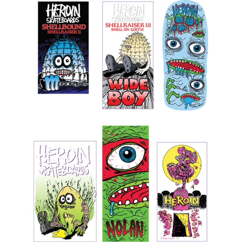 HEROIN ASST. SHELLBOUND STICKERS 12/PK